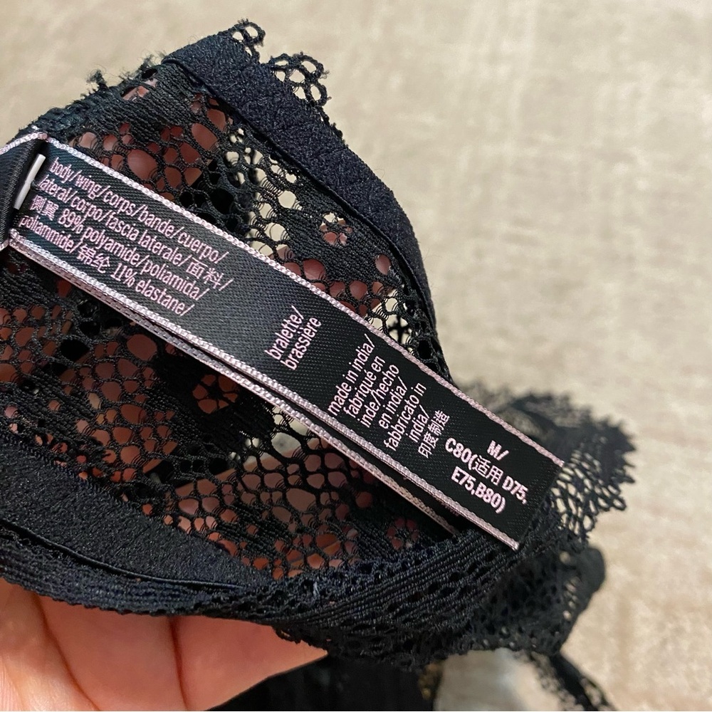 {Victoria's Secret} High Neck Halter Style Lace Bralette | Black ~ Medium - Picture 13 of 16
